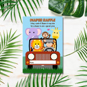 Oerwoud Safari Zoo Dier Baby shower Luier Raffle Informatiekaartje