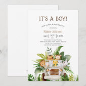 Oerwoud Safari Zoo Dieren Jongen Baby shower Kaart (Voorkant / Achterkant)