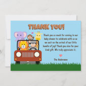 Oerwoud Safari Zoo Dierlijk Baby shower Bedankkaart (Voorkant)