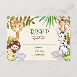 Oerwoud Safari Zoo RSVP-reactiekaart RSVP Kaartje