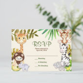 Oerwoud Safari Zoo RSVP-reactiekaart RSVP Kaartje (Staand voorkant)