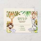 Oerwoud Safari Zoo RSVP-reactiekaart RSVP Kaartje (Voorkant / Achterkant)