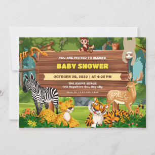 Oerwoud Safari Zoo Wildlife baby shower Kaart