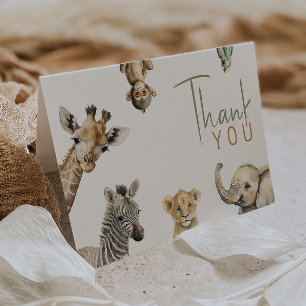 Oerwoud Safaridieren gevouwen verjaardag Bedankkaart