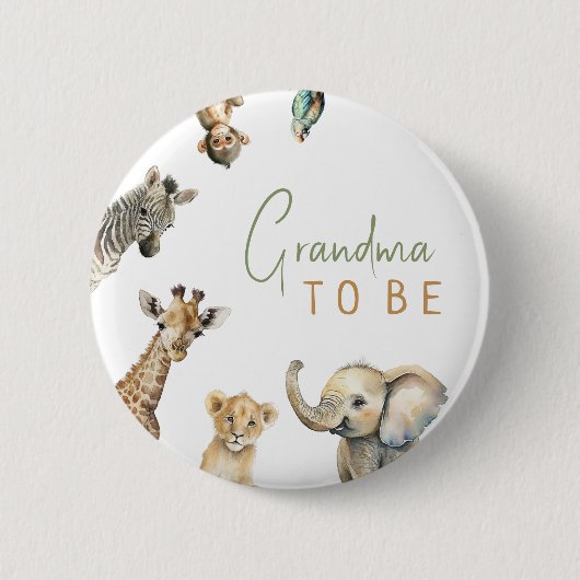 Oerwoud Safaridieren Oma wordt Baby shower Ronde Button 5,7 Cm (Voorkant)
