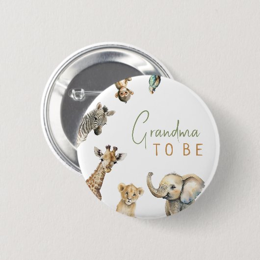 Oerwoud Safaridieren Oma wordt Baby shower Ronde Button 5,7 Cm (Voorkant /achterkant)