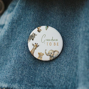 Oerwoud Safaridieren Oma wordt Baby shower Ronde Button 5,7 Cm