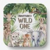 Oerwoud safaridieren wild een 1e verjaardag papieren bordje (Voorkant)