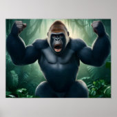 Oerwoud scene: Angry King Kong Gorilla Poster (Voorkant)