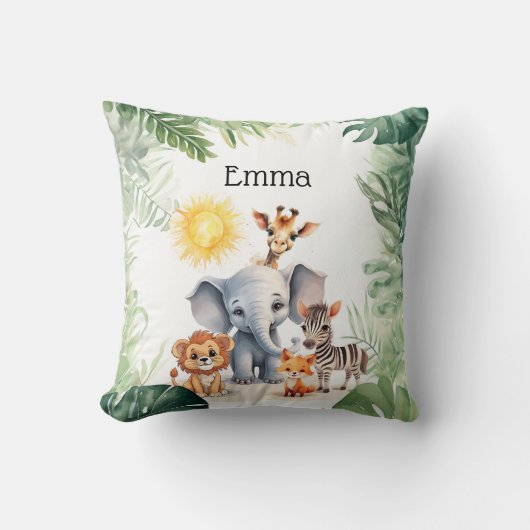 Oerwoud schattige babydieren kind verjaardagscadea kussen (Voorkant)