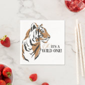 Oerwoud Siberische tijger op een eerste verjaardag Servet (Insitu)