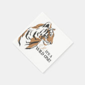 Oerwoud Siberische tijger op een eerste verjaardag Servet (Hoek)