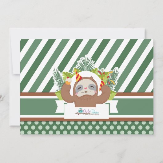 Oerwoud Sloth Birthday Fotouitnodiging Kaart (Achterkant)