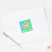Oerwoud Sloth Wild One Party Vierkante Sticker (Envelop)