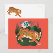 Oerwoud snuffelend tijgerschilderij briefkaart (Voorkant / Achterkant)