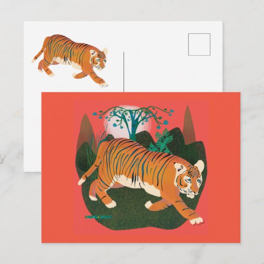 Oerwoud snuffelend tijgerschilderij briefkaart (Voorkant / Achterkant)