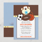 Oerwoud Sports Monkey Baby shower Uitnodiging (Voorkant / Achterkant)