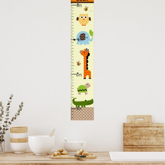 Oerwoud Stack Animals Growth Chart Keep at 8x44! Poster (Keuken)