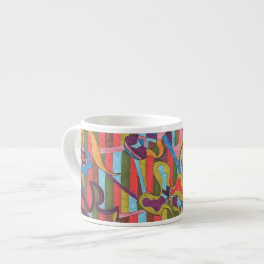 "Oerwoud Stripes I" Abstracte kunst Espresso Kop (Links)