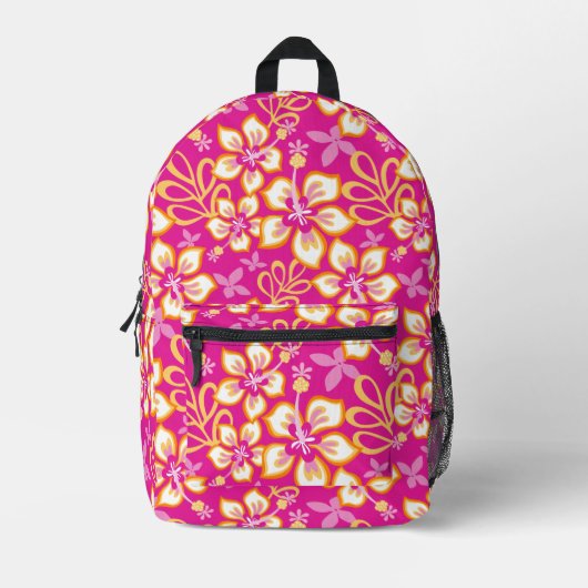 OERWOUD SURVEN PATROON IN HETE ROZE BEDRUKTE RUGZAK (Voorkant)