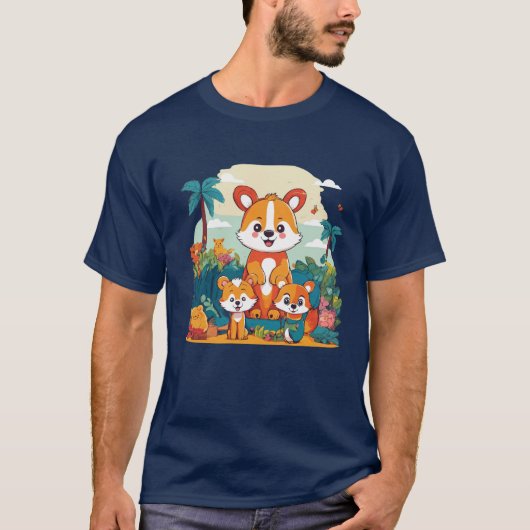 Oerwoud Swing Monkeys familie T-shirt (Voorkant)