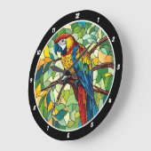 Oerwoud Symphony" - Glas in lood Macaw Wall Grote Klok (Hoek)