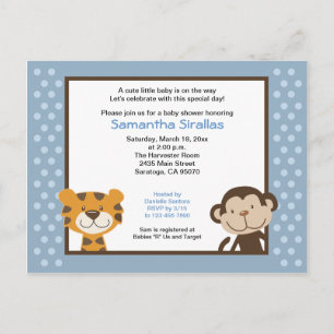 Oerwoud Tales Oerwoud Safari Baby shower Post Kaar Uitnodiging Briefkaart