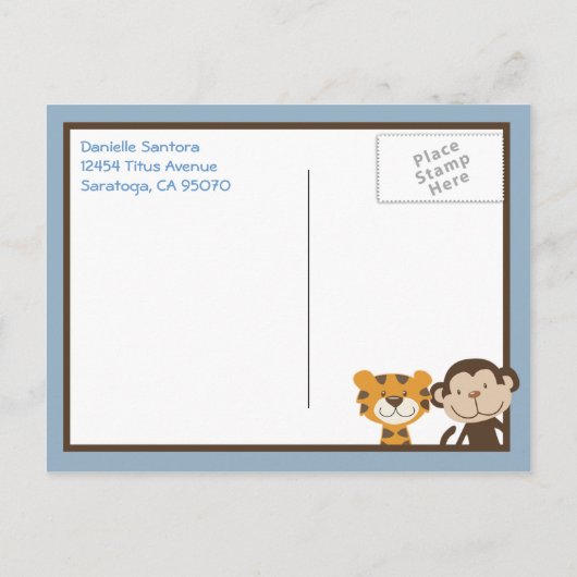 Oerwoud Tales Oerwoud Safari Baby shower Post Kaar Uitnodiging Briefkaart (Achterkant)