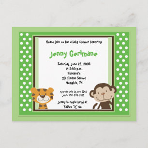 Oerwoud Tales Safari Green Baby shower Invitation Uitnodiging Briefkaart