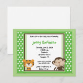 Oerwoud Tales Safari Green Baby shower Invitation Uitnodiging Briefkaart (Voorkant / Achterkant)