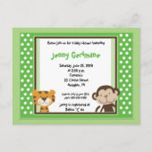 Oerwoud Tales Safari Green Baby shower Invitation Uitnodiging Briefkaart (Voorkant)