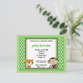 Oerwoud Tales Safari Green Baby shower Invitation Uitnodiging Briefkaart (Staand voorkant)