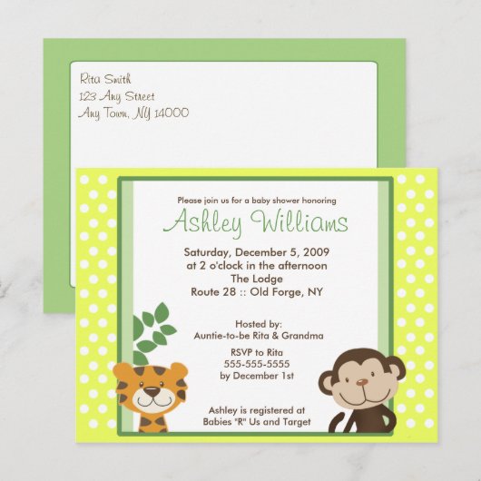 OERWOUD TALES YELLOW Baby shower Briefkaart (Voorkant / Achterkant)