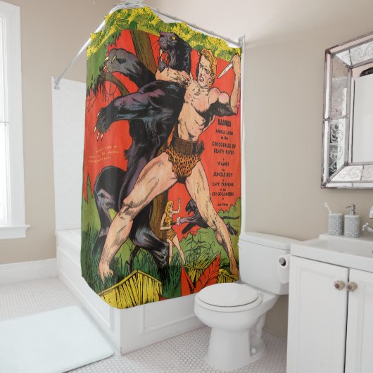 Oerwoud Tarzan & Black Panther  Comics Douchegordijn (In situ)