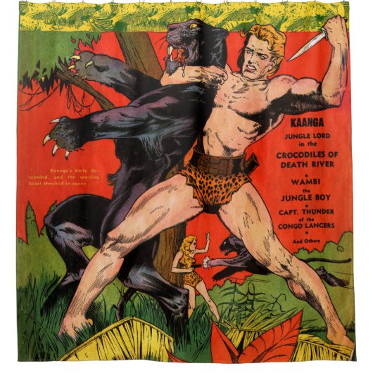 Oerwoud Tarzan & Black Panther Comics Douchegordijn (Voorkant)