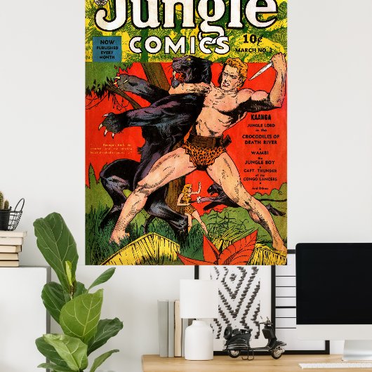 Oerwoud Tarzan & Black Panther Comics Poster (Thuiskantoor)