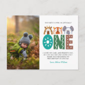 Oerwoud Thema 1e Verjaardag Dank u Briefkaart (Voorkant)