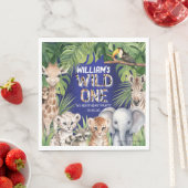 Oerwoud thema 1e verjaardag Wild one navy blauw Servet (Insitu)