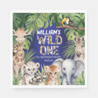 Oerwoud thema 1e verjaardag Wild one navy blauw