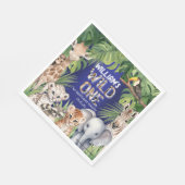 Oerwoud thema 1e verjaardag Wild one navy blauw Servet (Hoek)