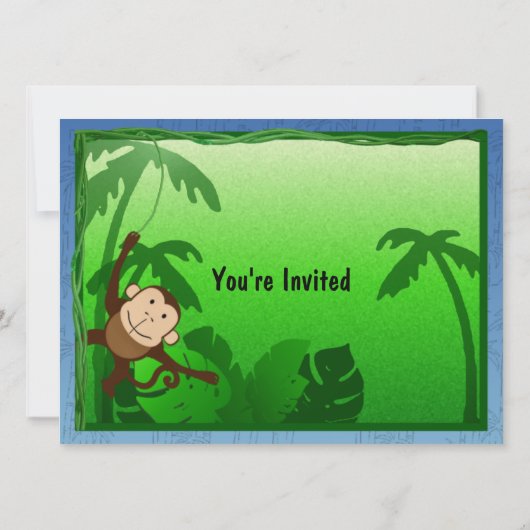 Oerwoud thema 5e verjaardag uitnodiging (Achterkant)