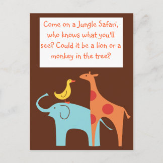 Oerwoud thema Custom Baby shower Invitation Uitnodiging Briefkaart