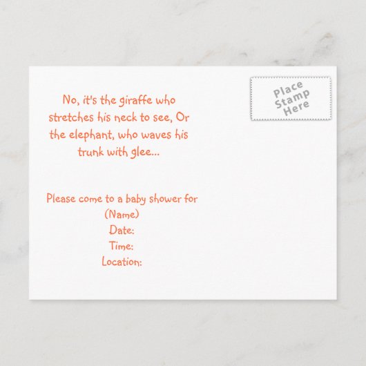 Oerwoud thema Custom Baby shower Invitation Uitnodiging Briefkaart (Achterkant)