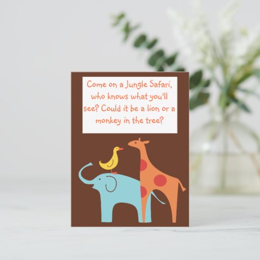 Oerwoud thema Custom Baby shower Invitation Uitnodiging Briefkaart (Staand voorkant)