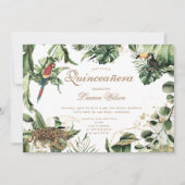 Oerwoud Thema Dieren Quinceanera Feestuitnodiging Save The Date (Voorkant)