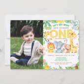 Oerwoud thema Safari 1st Birthday Boy Afbeelding Kaart (Voorkant)