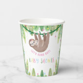 Oerwoud thema Sloth Baby Girl Shower Papieren Bekers (Achterkant)