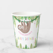 Oerwoud thema Sloth Baby Girl Shower Papieren Bekers (Voorkant)