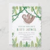 Oerwoud thema Sloth Baby Shower Kaart (Voorkant)