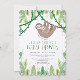 Oerwoud thema Sloth Baby Shower Kaart